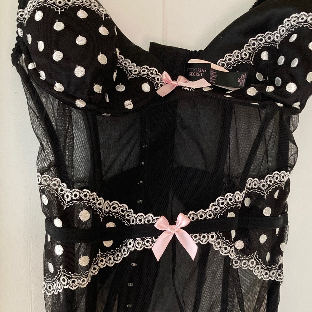 Victoria's Secret Black and Pink Polka Dot Chemise - Picture 3 of 5